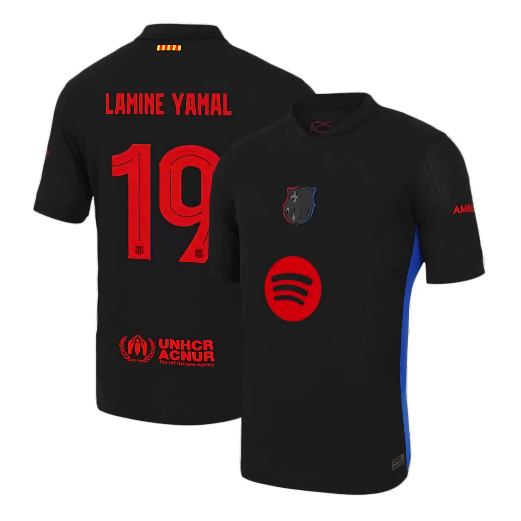 Barcelona bortatröja 2024/25 med Lamine Yamal-tryck – vuxenstorlek