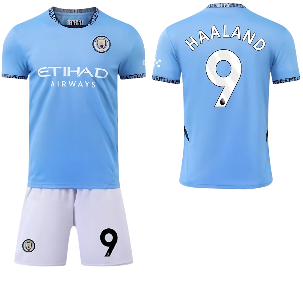 Manchester City hemmakit 2024/25 barn med Haaland – tröja och shorts