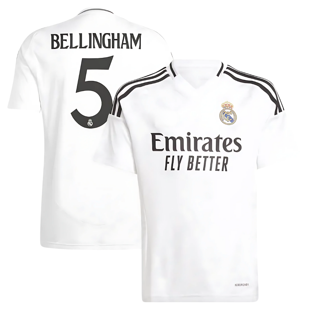 Real Madrid hemmatröja 2024/25 med Bellingham-tryck – vuxenstorlek